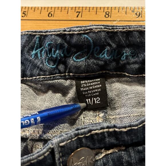 Ariya Jeans Women’s 11/12 Blue Boot Cut Denim Flap Pockets 29x27 Distressed - Picture 10 of 13